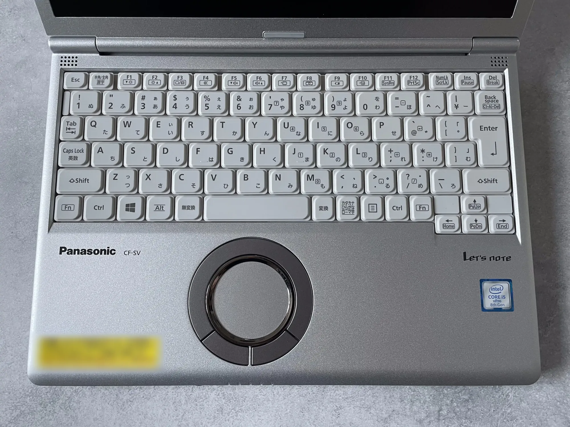 CF-SV8のJISキーボードとCore i5のシール